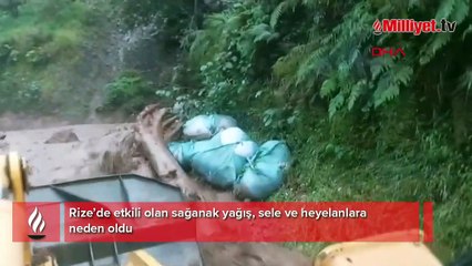 Rize'de sağanak; Dereler taştı, heyelan meydana geldi