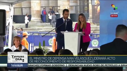 Ministro de Defensa de Colombia encabeza acto en memoria de los 23 jóvenes asesinados