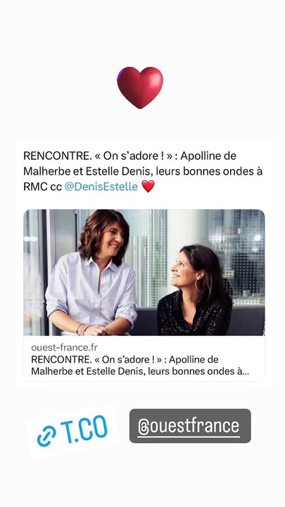 "Je ne sais pas ce que je ferais sans elle", avoue Estelle Denis à propos d'Apolline de Malherbe