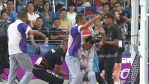 Asian Games official suffers horrific leg break after being hit during hammer throw