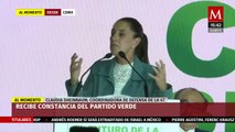 Claudia Sheinbaum da mensaje tras recibir constancia del Partido Verde