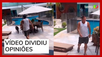 Vídeo mostra cantor Leonardo dando chute em direção ao pônei de neta