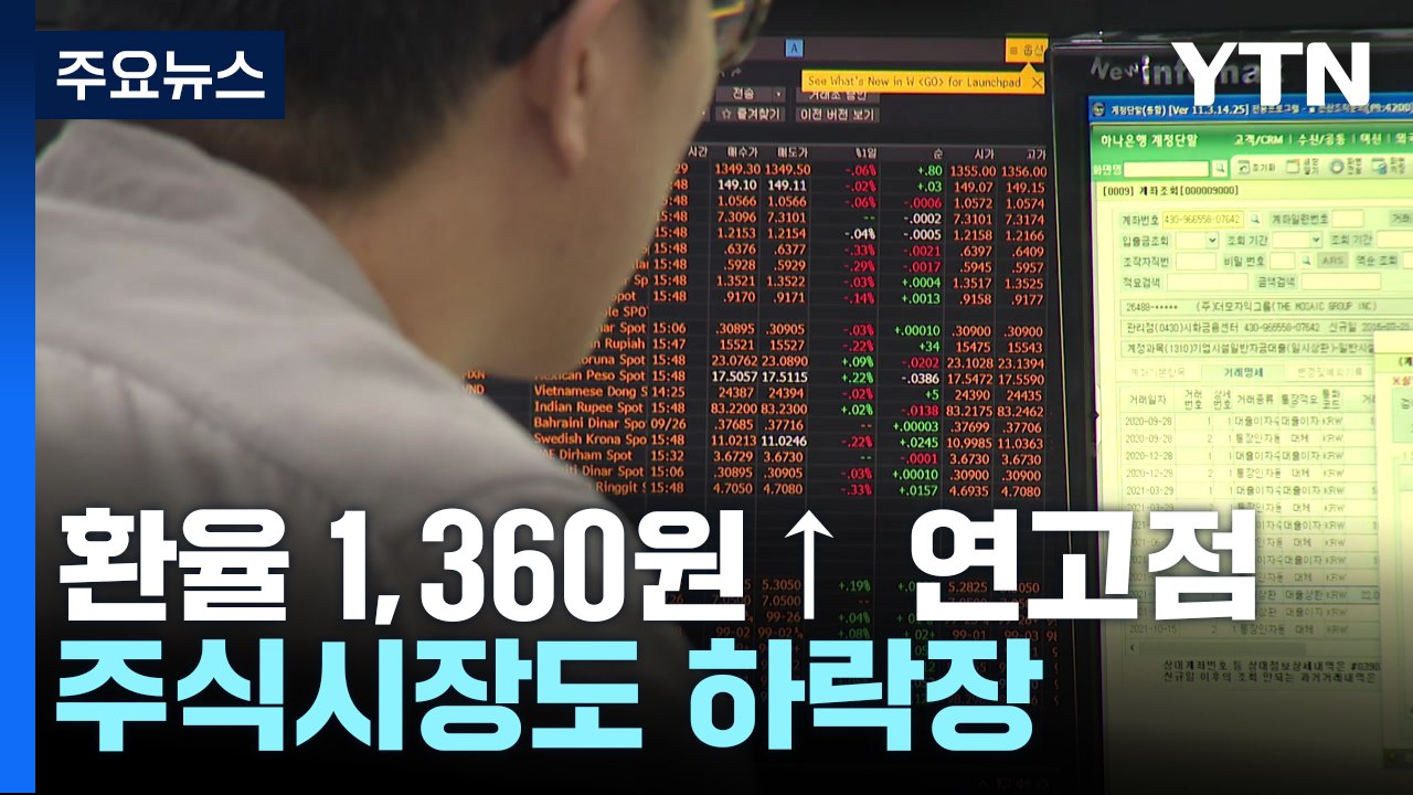 환율, 1,360원 넘어 또 '연고점'...증시도 급락 / YTN