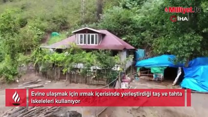 'Burayı yaparak risk aldım' dedi! Macera parkuru gibi ev yolu