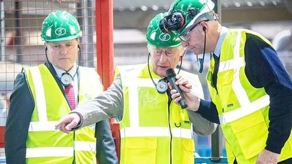 King Charles Sports a Hard Hat at Family Run Sawmill During Stop in Scotland