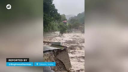 Terrible floods in Sikkim, India.