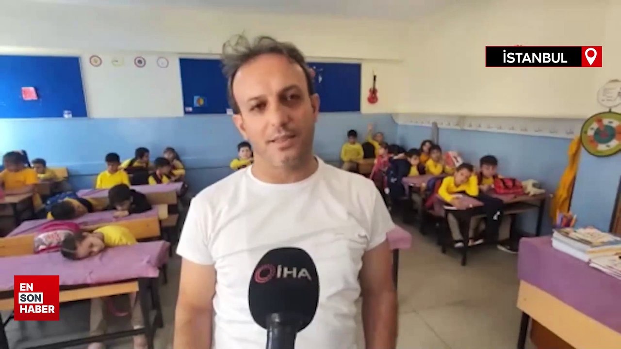 Derste uyuyor numarası yapan küçük kızın komik halleri kamerada