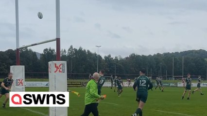 Funny footage shows the world's first own goal in a rugby match