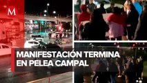 Manifestantes se agarran a golpes con automovilistas en Ecatepec