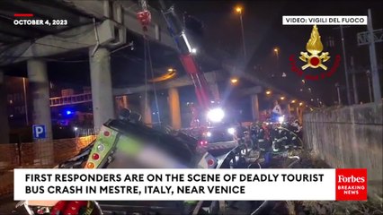 First Responders Are On Scene Of Deadly Tourist Bus Crash Near Venice, Italy