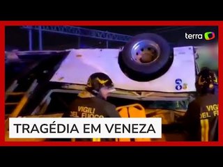 Ônibus cai de ponte e deixa 21 pessoas mortas na Itália; vídeo mostra o acidente
