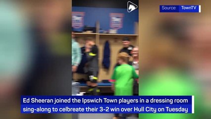 Ed Sheeran joins Ipswich Town dressing room sing-along
