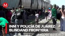 Ante llegada de miles de migrantes, el INM y policía estatal blindan la frontera en Ciudad Juárez