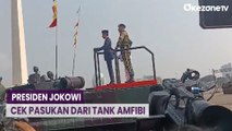 Naik Tank Ambfibi, Presiden Jokowi Cek Pasukan Upacara HUT TNI ke-78 di Monas
