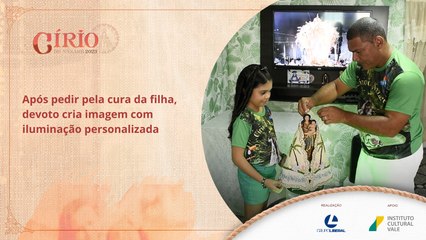 Após pedir pela cura da filha, devoto cria imagem com iluminação personalizada