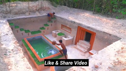 Amazing Building Skills Build The Most Beautiful Underground Swimming Pool and Underground House