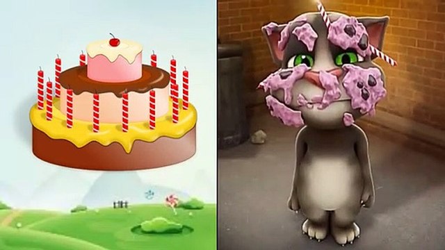 تعليم النطق للاطفال واسماء الفاكهة والخضروات والحلويات مع القط المتكلم توم Talking Tom Cartoon(360P)