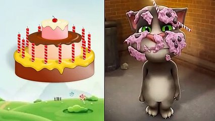 تعليم النطق للاطفال واسماء الفاكهة والخضروات والحلويات مع القط المتكلم توم Talking Tom Cartoon(360P)