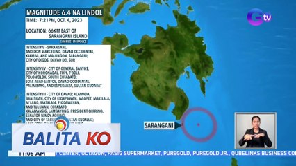 PHIVOLCS: 14 na ang aftershocks kasunod ng magnitude 6.4 na lindol sa Davao Occidental | BK