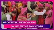Shivraj Singh Chouhan Washes Feet Of Women At CM Ladli Behna Sammelan In Burhanpur, Madhya Pradesh