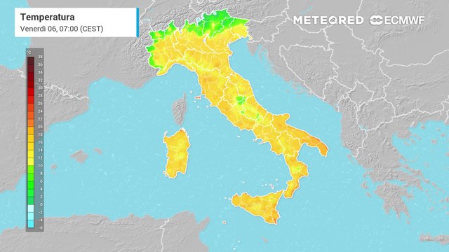 Temperature attese nel weekend