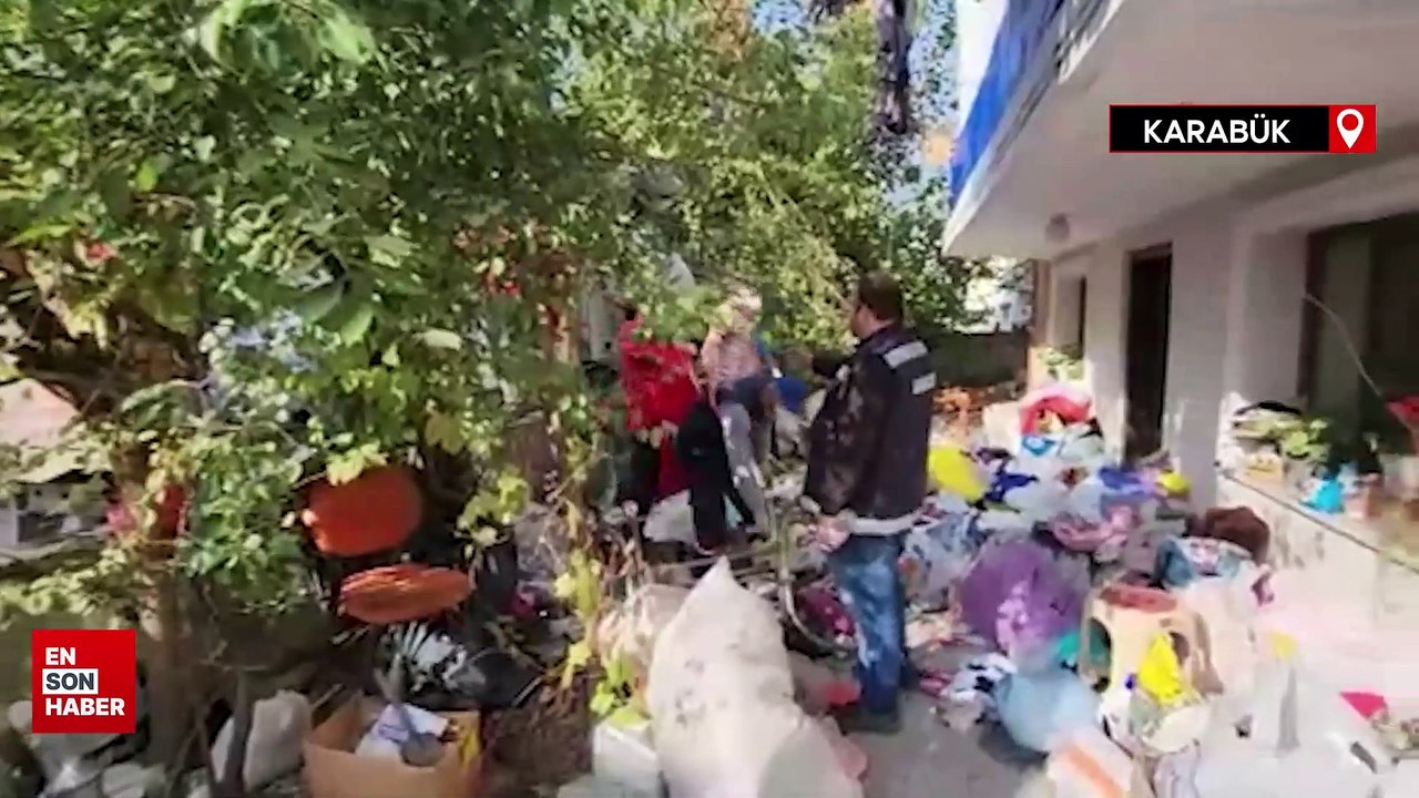 Karabük’te çöp evden iki kamyon çöp çıktı