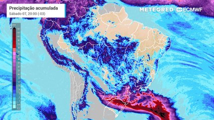 Previsão de acumulados de chuva até o sábado (07)