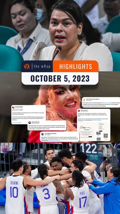 Rappler's highlights: Sara Duterte, Pura Luka Vega, Gilas Pilipinas | The wRap | October 5, 2023