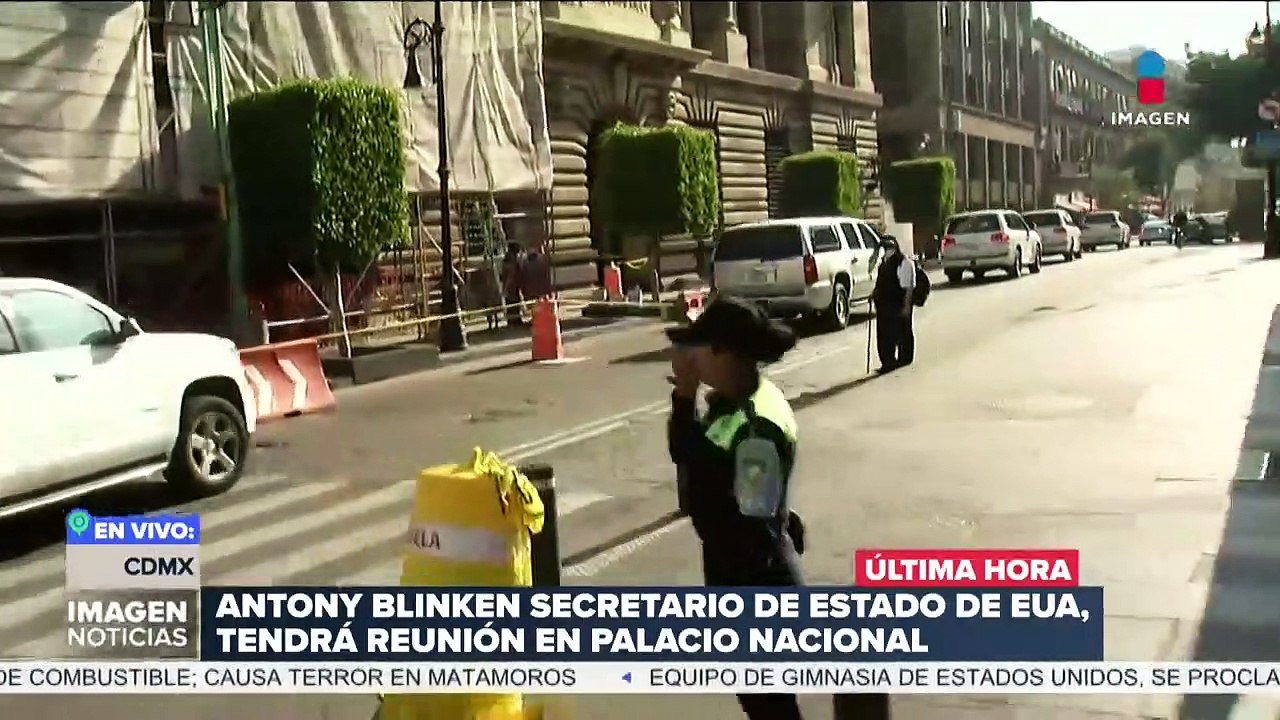 Convoy de Antony Blinken llega a Palacio Nacional en la CDMX