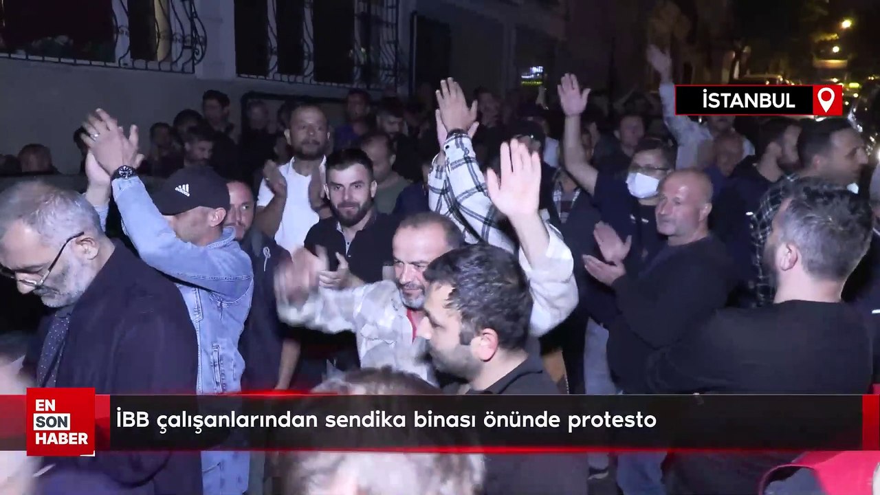 İBB çalışanlarından sendika binası önünde protesto
