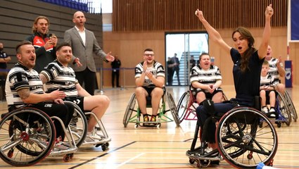 Watch: Kate plays wheelchair rugby with England’s World Cup winning team