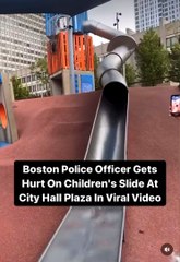 Police Officer Hurts Himself On Slide