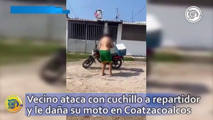 Vecino ataca con cuchillo a repartidor y le daña su moto en Coatzacoalcos