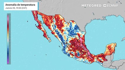 Modelo ECMWF - Anomalía de temperaturas en grados Celsius