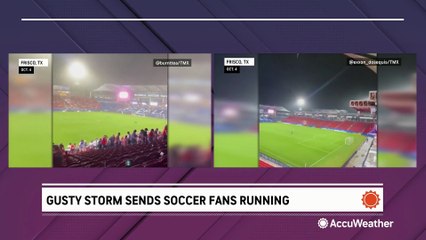 Gusty storms cause injuries at soccer stadium in Texas