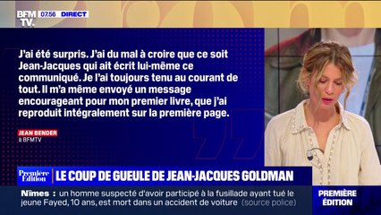 "Je l'ai toujours tenu au courant de tout": Jean Bender, qui a écrit un livre sur Jean-Jacques Goldman, réagit au coup de gueule du chanteur