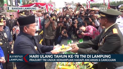 Atraksi Bela Diri Prajurit Meriahkan HUT Ke-78 TNI di Lampung