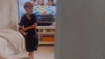 Toddler has a swell time with brother who is playing ninjas by flinging shirt *Heartwarming Video*