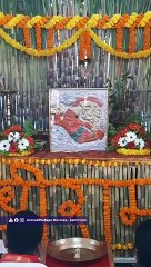 Abhishek being performed on Shree Hanuman ji during Pancha Kumbhabhishek _ Hanuman Purnima Utsav