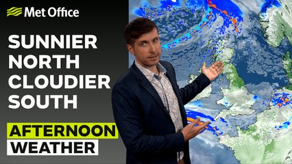 Met Office Afternoon Weather Forecast 12/10/23 - Sunnier North, Cloudier South