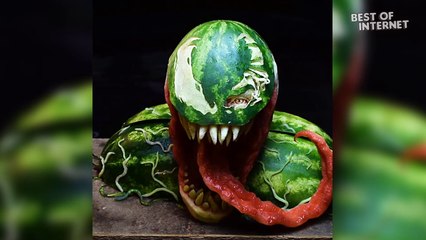 Fruit Sculptor Turns a Watermelon into Venom! || Best of Internet