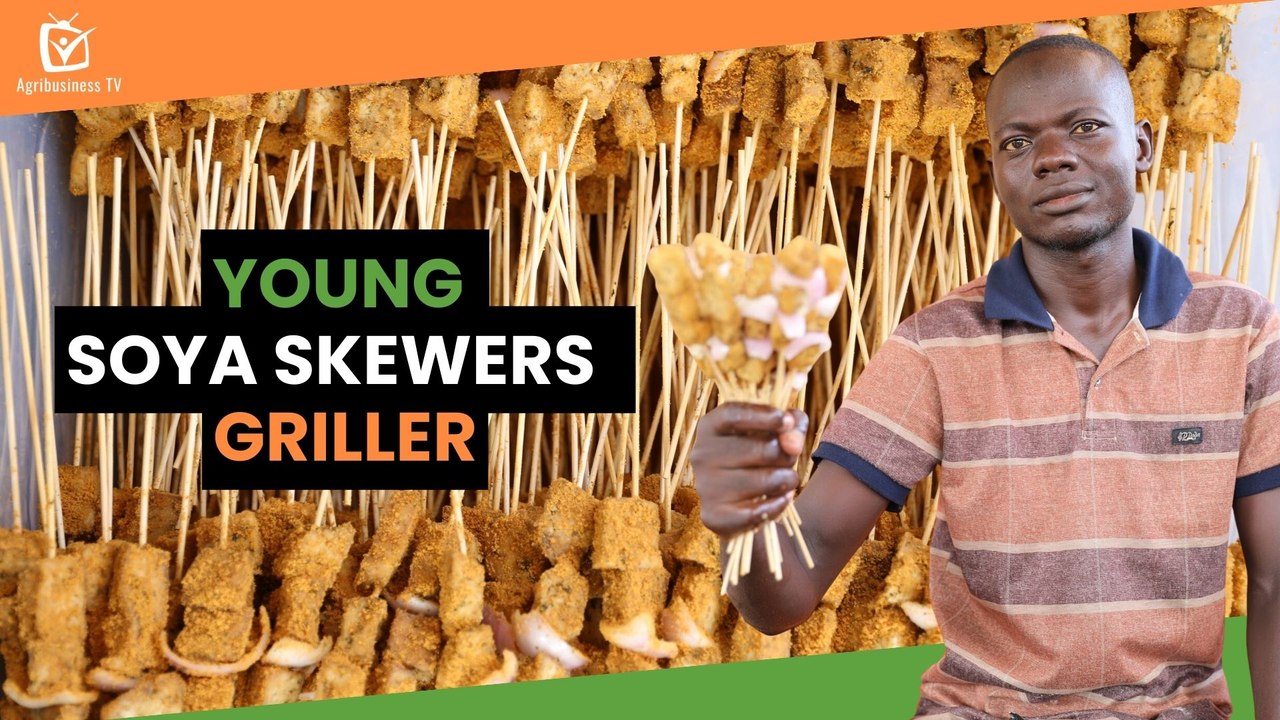 Burkina Faso: Young soya skewers griller