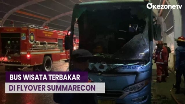 Diduga Korsleting Listrik, Bus Wisata Terbakar di Flyover Summarecon