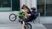 Man Riding Dirtbike Makes Dog Sit in Front and Performs Wheelie