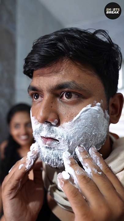 GF Vs. BF - Beard ki Shaving   #Shorts #Shortsbreak #takeabreak