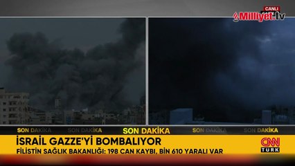İsrail Gazze'yi vuruyor! Binalar canlı yayında yerle bir oldu