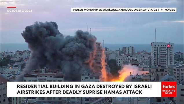 Residential Building In Gaza Strip Collapses After Israeli Strike In Response To Hamas Attack