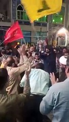 İran'da Hizbullah bayraklı, Kasım Süleymani resimli kutlama