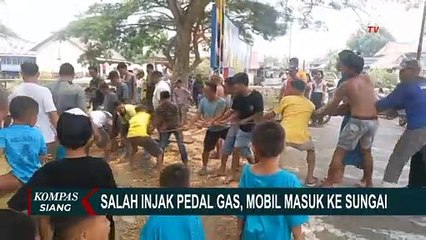 Mobil Berisikan Satu Keluarga Terjun ke Sungai, Seluruh Penumpang Selamat