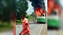 A bus carrying athletes from the Second Cycle Schools Inter-Zonal Sports Festivals in Sogakope caught fire in Akatsi. The bus, belonging to Akatsi Senior High Technical School, was destroyed, but thankfully, no injuries were reported